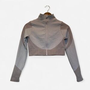 Cropped Athletic Zip Up Long Sleeve